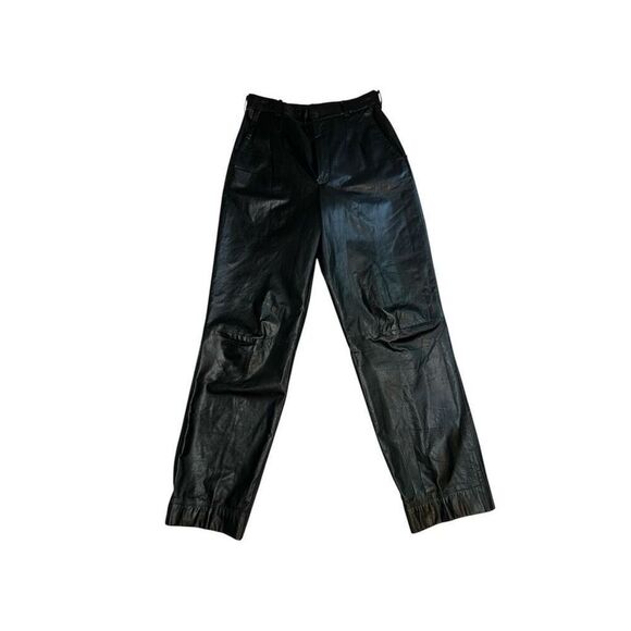 Women’s Vintage Black Leather Straight Leg Pants 31 - Picture 1 of 12